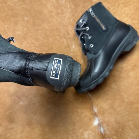 Sperry Duck Boots Black Waterproof Lace Up Winter Boots Size 7 (Fits 7.5–8) - Picture 4 of 9